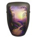 Hand Painted Biodegradable Cremation Ashes Funeral Urn / Casket - Lavender Garden on Brown Matt